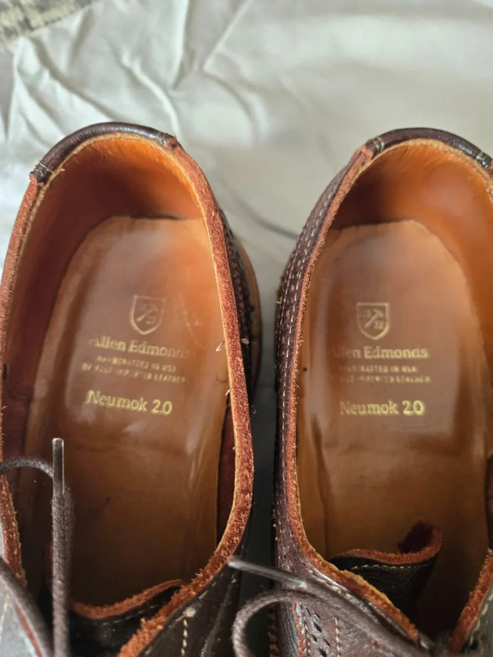 Allen Edmonds 4709 Neumok 2.0 Wingtip Oxford Brown Leather Shoes Men's 11B US
